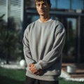 Kışlık Bisiklet Yaka Üç İplik Basic SweatShirt - Boyalı Gri