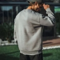 Kışlık Bisiklet Yaka Üç İplik Basic SweatShirt - Boyalı Gri