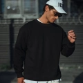 Kışlık Bisiklet Yaka Üç İplik Basic SweatShirt - Siyah