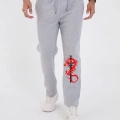 Kışlık Üç İplik Baskılı Eşofman Pantolon - Gri