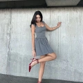 Kolsuz Mini Elbise- Gri