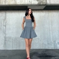 Kolsuz Mini Elbise- Gri