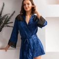 Kuşaklı Mini Boy Sabahlık Lacivert