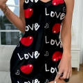 Love Desenli Saten Gecelik