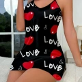 Love Desenli Saten Gecelik