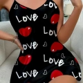 Love Desenli Saten Gecelik
