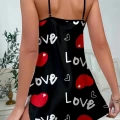 Love Desenli Saten Gecelik