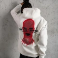 Maske Baskılı Kapüşonlu Sweat - Beyaz