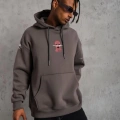 Maske Baskılı Kapüşonlu Sweat - Gri