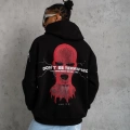 Maske Baskılı Kapüşonlu Sweat - Siyah