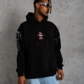 Maske Baskılı Kapüşonlu Sweat - Siyah