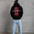 Maske Baskılı Kapüşonlu Sweat - Siyah