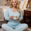 Mavi Penye Pijama Takımı - 1631