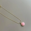 Mineli Kapaklı Kolye - Pembe