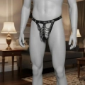 Modern Erkek Suni Deri Zincirli String Tanga