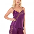 Mor Saten Babydoll Şort Takımı