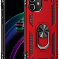 Newface Apple iPhone 12 Mini Kılıf Sofya Yüzüklü Silikon Kapak - Kırmızı