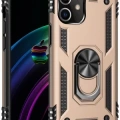 Newface Apple iPhone 12 Mini Kılıf Sofya Yüzüklü Silikon Kapak - Kırmızı