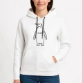 Nihilist Penguen Özel Tasarım Oversize Kapüşonlu Sweatshirt - Beyaz