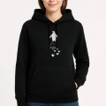 Nihilist Penguen Temalı Oversize Kapüşonlu Sweatshirt - Siyah