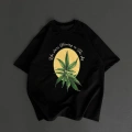 Ön Ve Arka Baskılı Oversize Bisiklet Yaka T-shirt- Siyah
