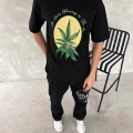 Ön Ve Arka Baskılı Oversize Bisiklet Yaka T-shirt- Siyah