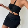 Önden Büzgülü Mini Elbise