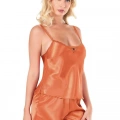 Oranj Saten Babydoll Şort Takımı