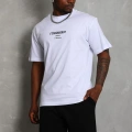 Oversize Baskılı Bisiklet Yaka T-Shirt - Beyaz -