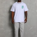 Oversize Baskılı Bisiklet Yaka T-Shirt - Beyaz -