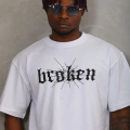 Oversize Baskılı Bisiklet Yaka T-Shirt - Beyaz -