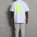Oversize Baskılı Bisiklet Yaka T-Shirt - Beyaz -
