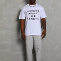 Oversize Baskılı Bisiklet Yaka T-Shirt - Beyaz -