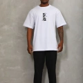 Oversize Baskılı Bisiklet Yaka T-Shirt - Beyaz -