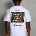 Oversize Baskılı Bisiklet Yaka T-Shirt - Beyaz -
