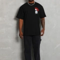 Oversize Baskılı Bisiklet Yaka T-Shirt - Siyah -