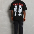 Oversize Baskılı Bisiklet Yaka T-Shirt - Siyah -