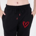 Oversize Boru Paça Baskılı Eşofman Pantolon - Siyah