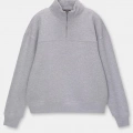 Oversize Yarım Farmuarlı Yakalı Basic SweatShirt - Gri