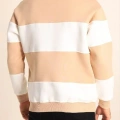 Parçalı Bisiklet Yaka Baskılı SweatShirt - Bej