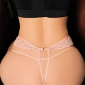 Pembe Dantelli İp Detaylı Fantezi String Tanga