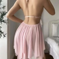 Pembe  İşlemeli Tül Fantezi Gecelik