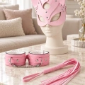 Pembe Kedi Maskesi Kelepçe Kırbaç Seti 3 Parça