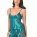 Petrol Saten Babydoll Şort Takımı