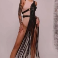 Püsküllü Deri Ceket Harness, Püsküllü Seksi Deri Harness - 1014