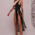 Püsküllü Deri Ceket Harness, Püsküllü Seksi Deri Harness - 1014
