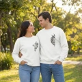 Sevgililer Gününe Baskılı Oversize Bisiklet Yaka Sweatshirt - Beyaz