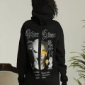 Sırt Baskılı Oversize Üç İplik Kapüşonlu Sweatshirt - Siyah