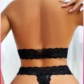 Siyah Dantel Şeritli Seksi Sütyen Külot Takım