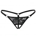 Siyah Dantelli Özel Bölgesi Açık G-string 1167